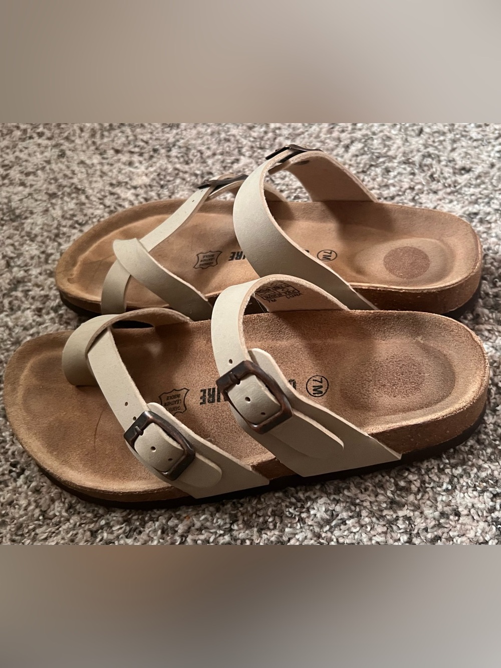 Cushionaire Cream Double-Buckle Slide Sandals for Women
